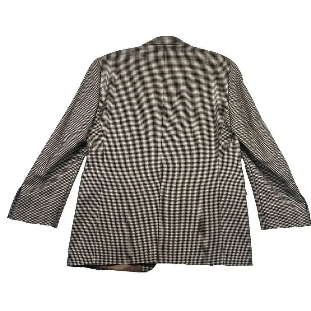 Ralph Lauren Mens Blazer Sport Coat Two Button Jacket‎ 100% Wool 42R HoundsTooth